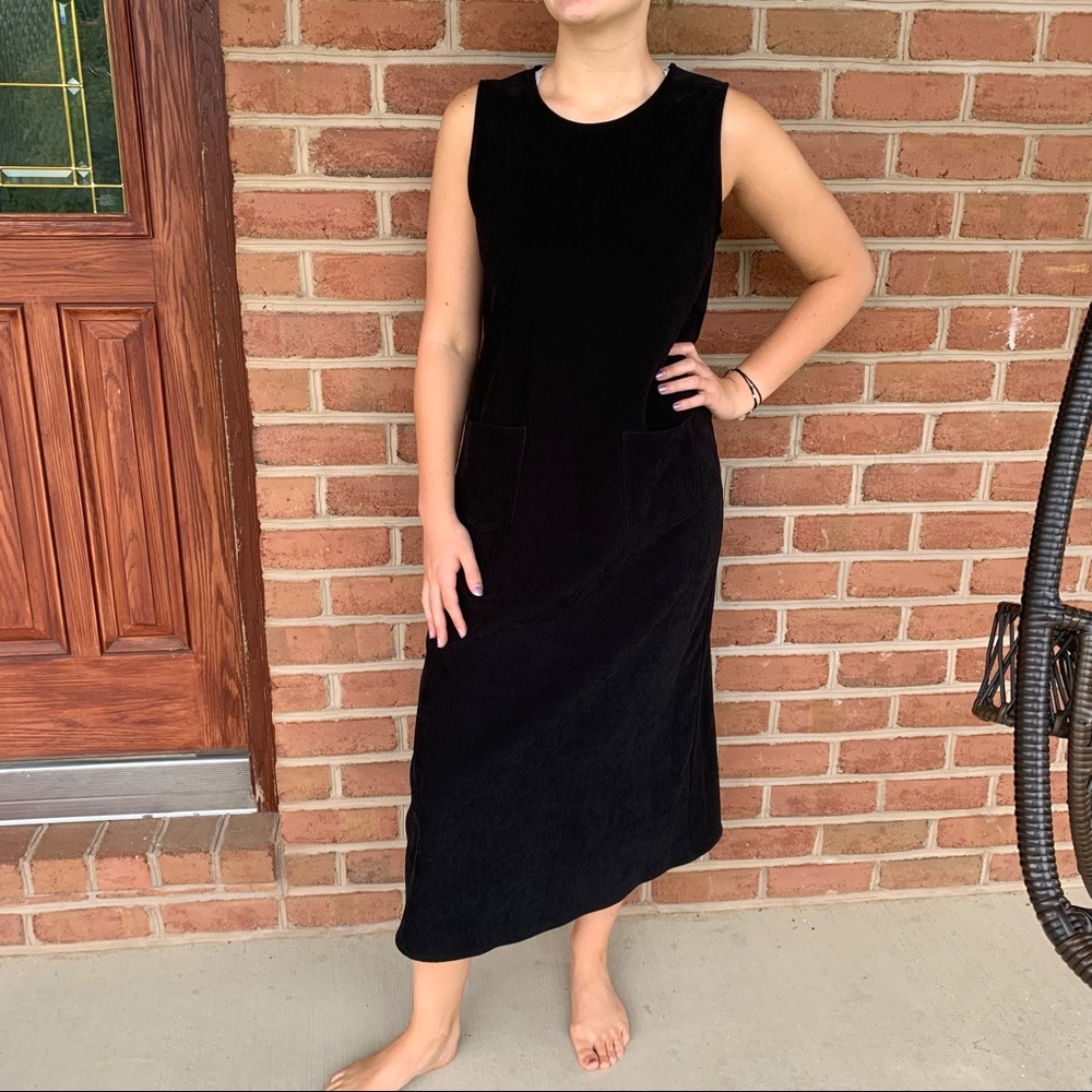 Black faux suede jumper sz. 10 P